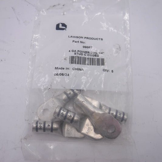 5 Pack Lawson 1/4" Tru-Crimp Extreme-Duty Battery Cable Lugs 99867 4AWG