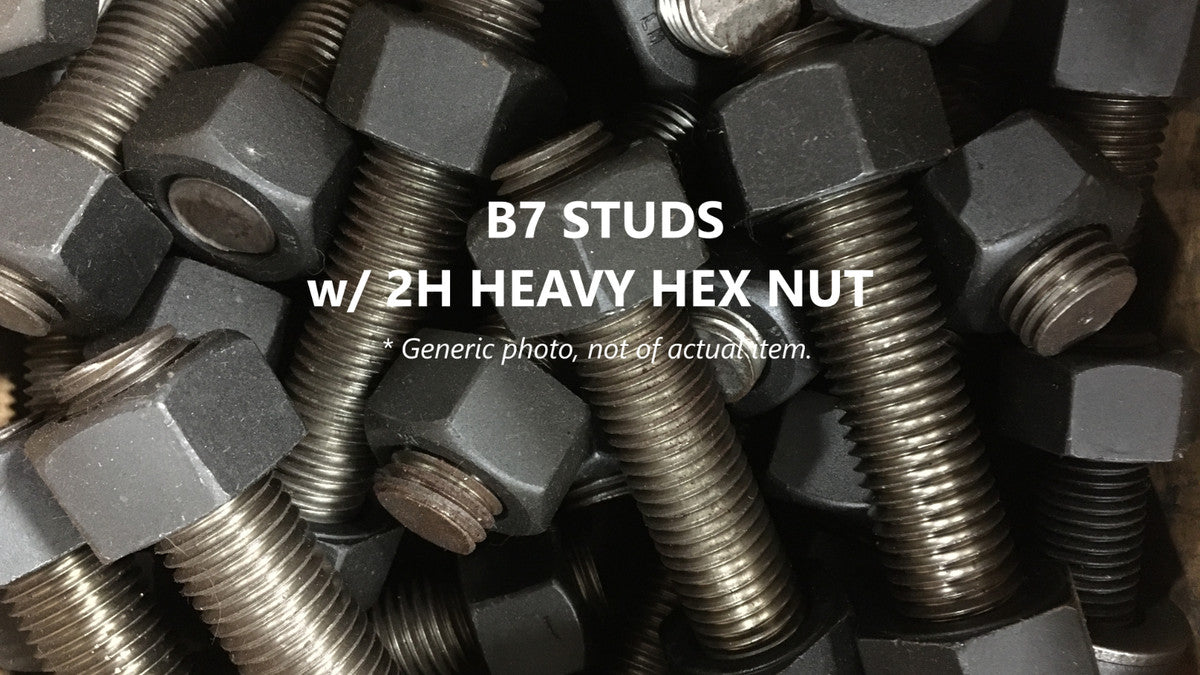 Threaded Black Stud Bolt 1-1/8" O.D. X 6" Long W/ (2) Heavy Hex Nuts (Lot of 6)