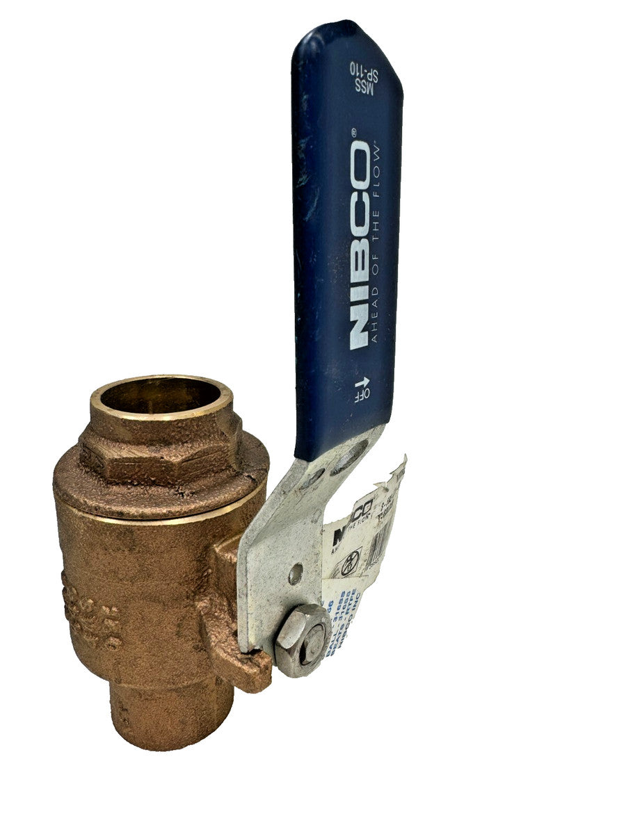 NIBCO S-585-70-66 Bronze Ball Valve 1" Solder End, Full Port, Lever (NJ83H0A)