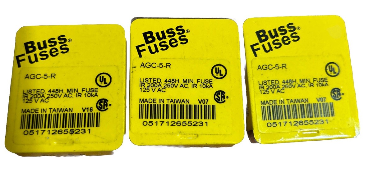 *QTY 15* Cooper-Bussmann AGC-5-R, 200A, 250VAC. NEW!      AC
