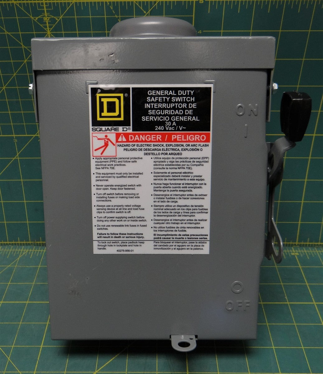 Schneider Electric Square D General Duty Safety Switch 30 Amp Model: D221NRB 