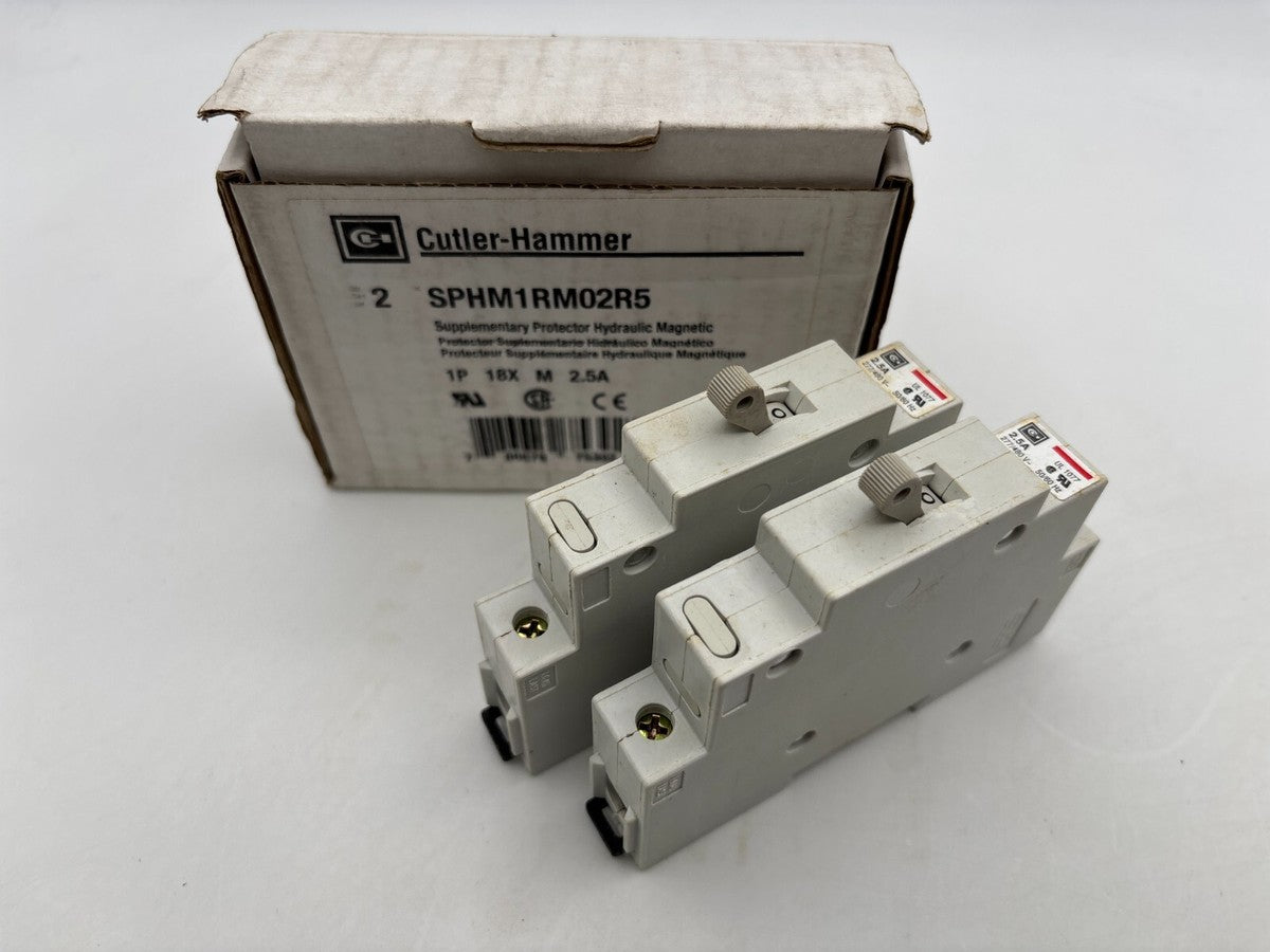 2PC Cutler-Hammer SPHM1RM02R5 DIN Rail Circuit Breaker 2.5A 277/480V 1P 1PH SPHM