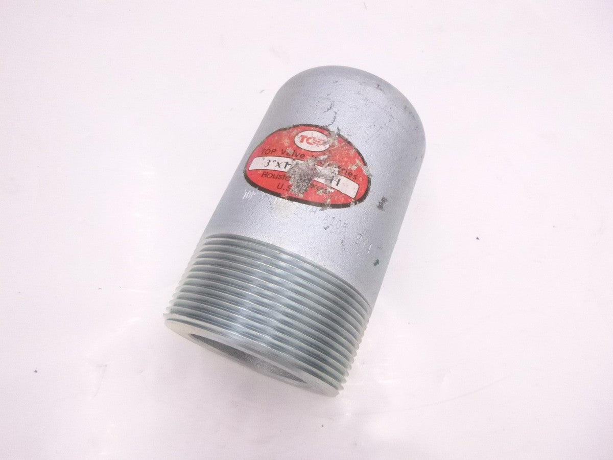 Top Valve Industries 3" x 1/2" Bull Plug w/ Tap Zinc Plated Sch80