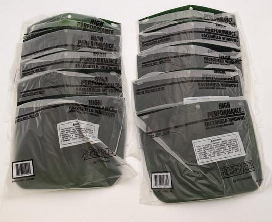 10 PC Fibre Metal 4118DGNBP Faceshield Window Dark Green High Performance F300