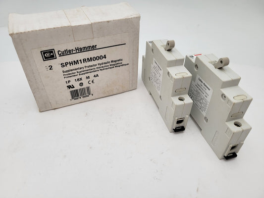 2Pc Cutler Hammer SPHM1RM0004 Circuit Breaker 4A 230/400VAC 1P 1PH Din Rail