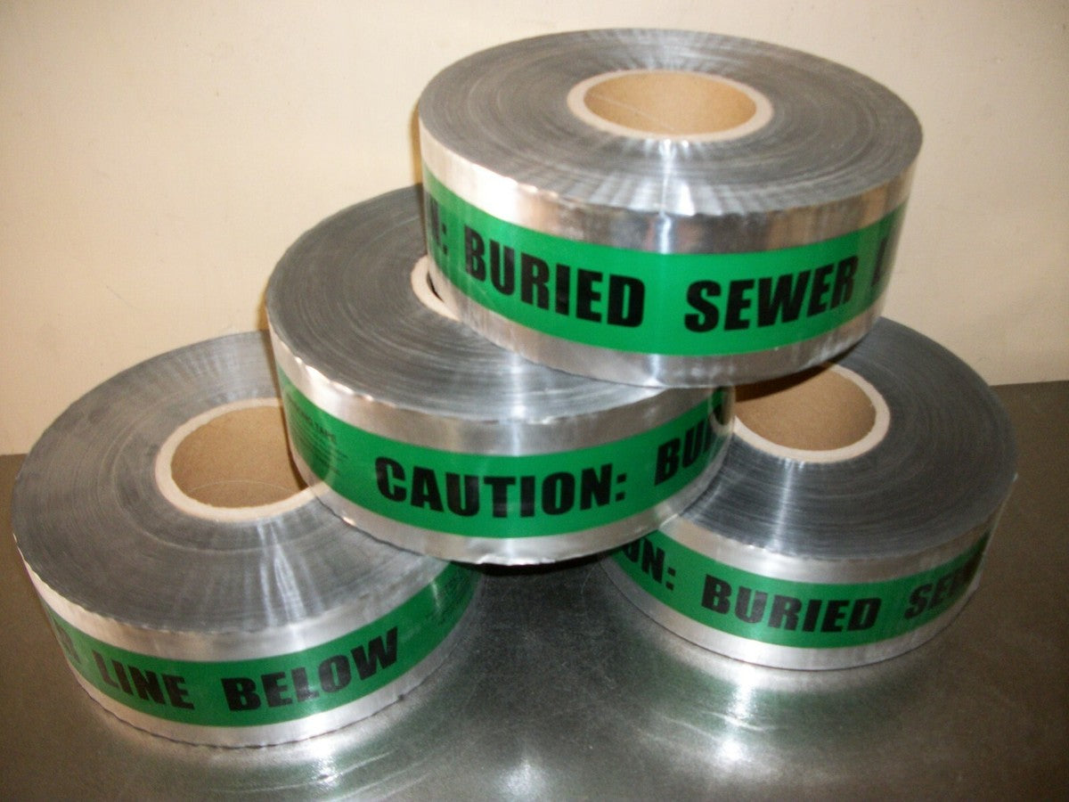 4 ROLLS  D3105G4-457  PRESCO DETECTABLE MARKING TAPE BURIED SEWER LINE BELOW 3IN