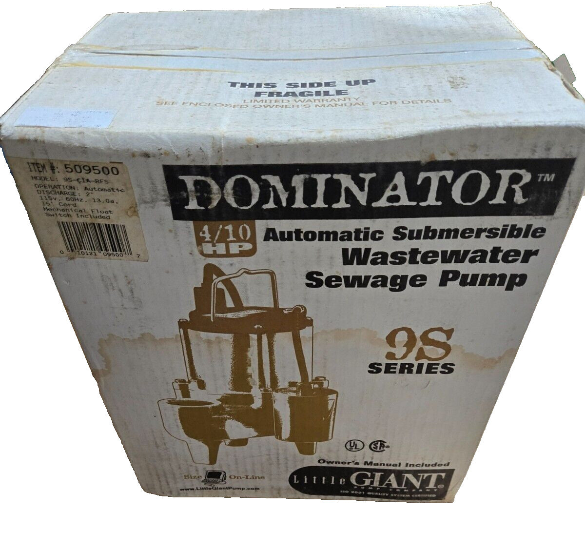 Little Giant ELIMINATOR Sewage Pump 509500 4/10HP 1P  115 Volt 2" 9S-CIA-RFS NEW
