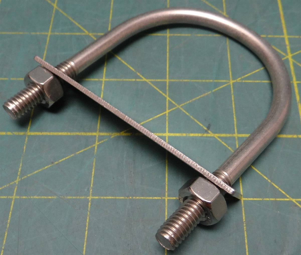 304 Stainless Steel U-Bolt with Mounting Plate, 3/8"-16 Thread Size, 2-1/2" ID