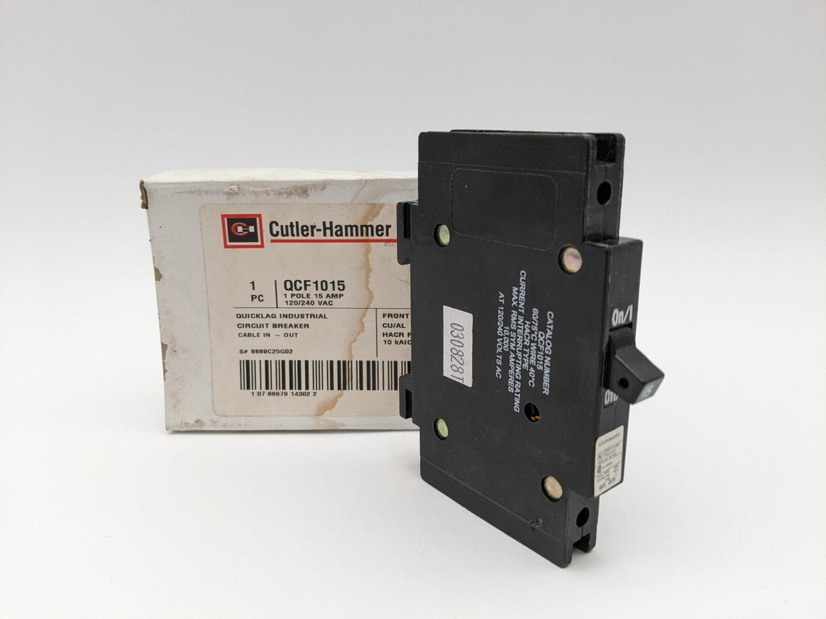 Cutler-Hammer QCF1015 Circuit Breaker 15 Amp 240 VAC 1 Pole DIN Rail Mount NOS