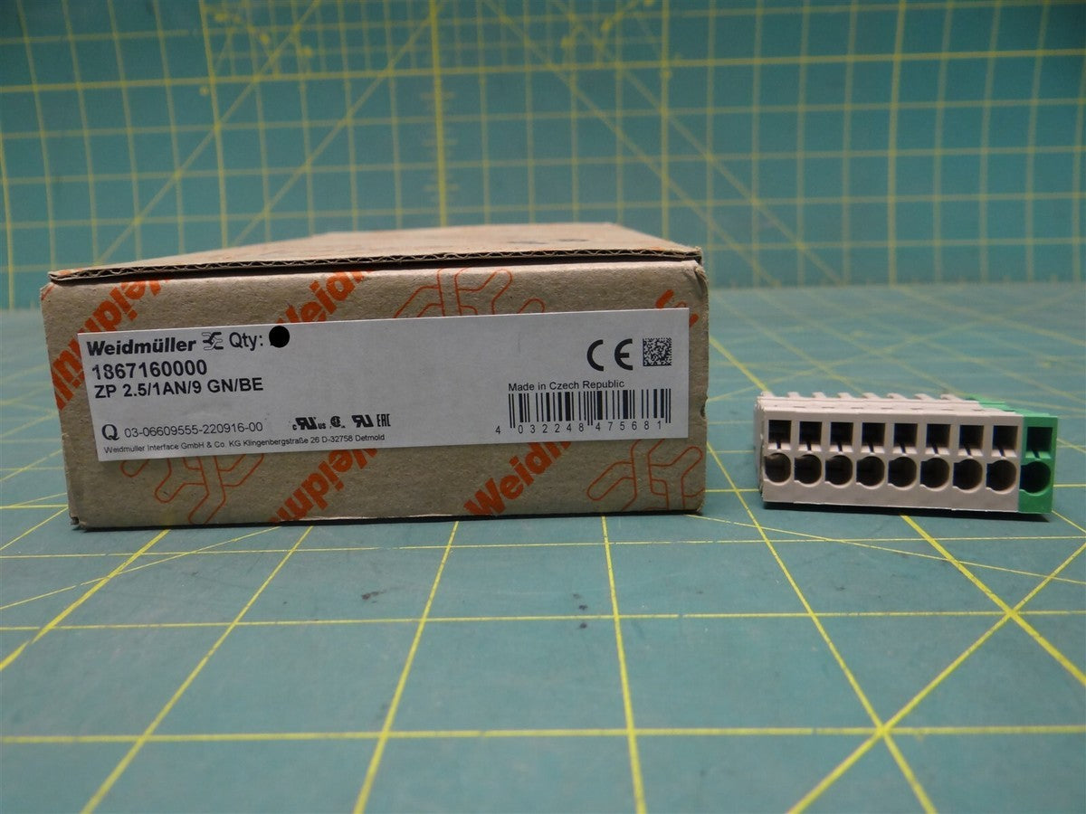 Weidmuller 1867160000 ZP 2.5/1AN/9 GB/BE Terminal Block Plug 9POS