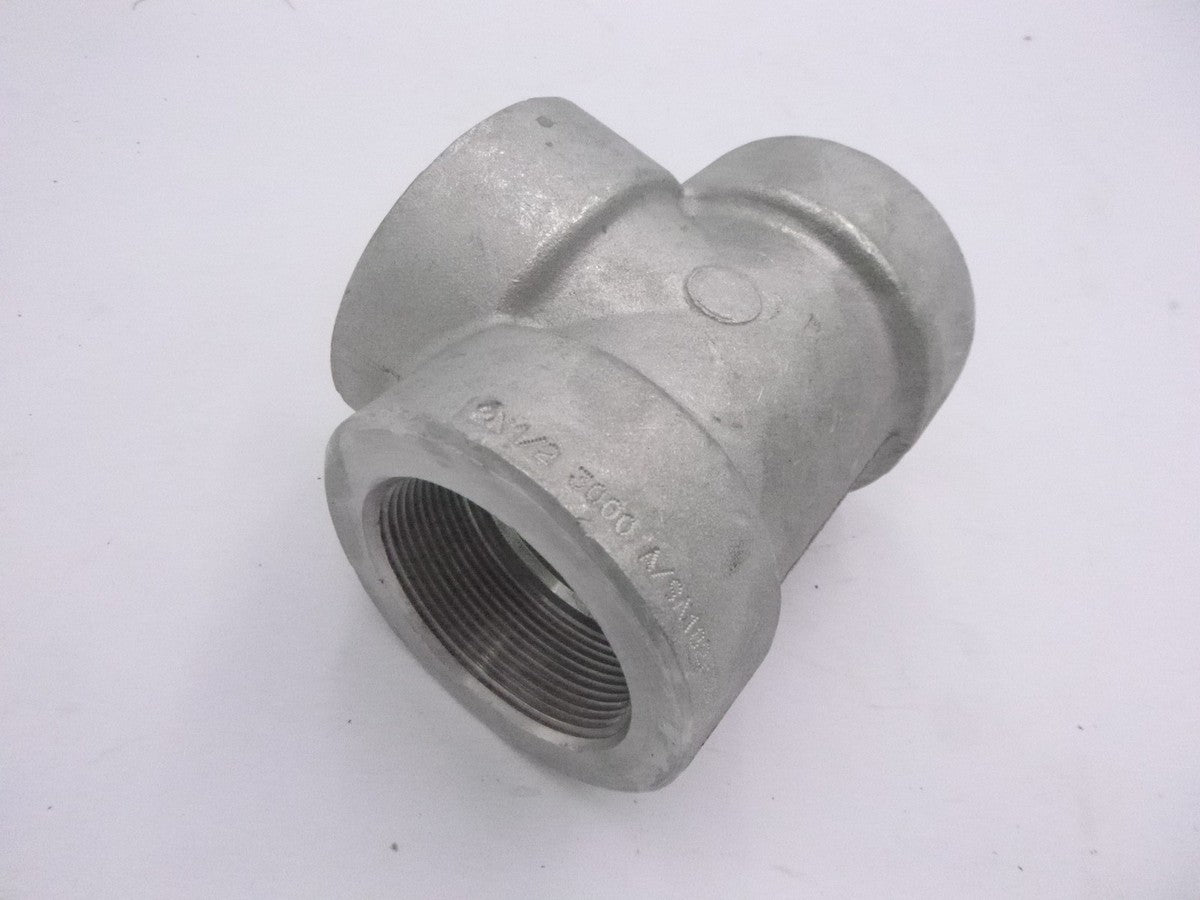 2" x 1/2" Threaded Reducing Pipe Tee Fitting Carbon Steel 3000#