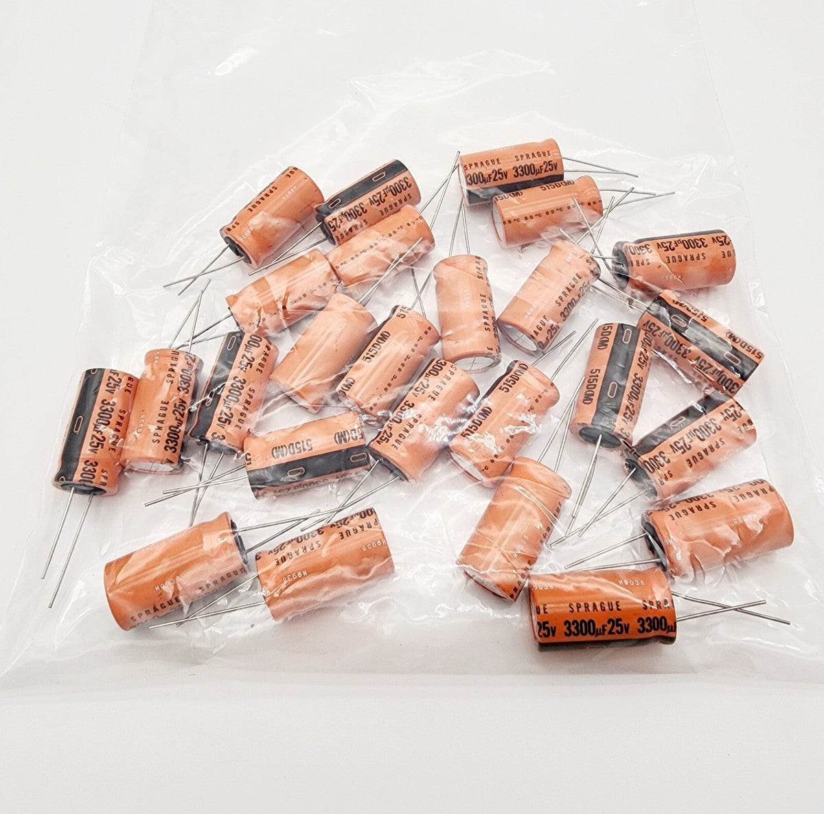 (25 LOT) Sprague 515D338M025EN6A Aluminum Electrolytic Radial Capacitor 3,300uf