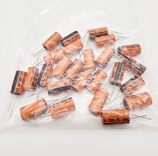 (25 LOT) Sprague 515D338M025EN6A Aluminum Electrolytic Radial Capacitor 3,300uf