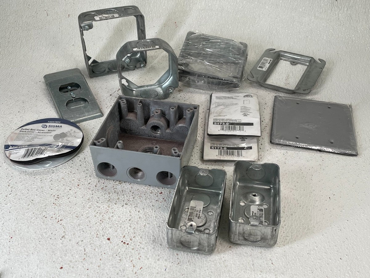 (One Lot) Cheap Electrical Boxes, Plates, and Covers, everything in photos