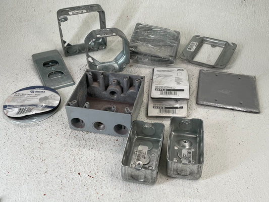 (One Lot) Cheap Electrical Boxes, Plates, and Covers, everything in photos