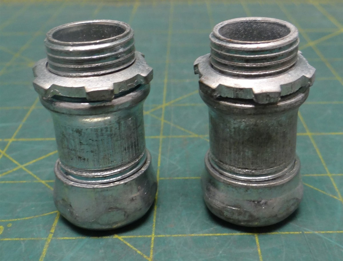 (Pack of 2) 1/2 x 1/2 in. Zinc Coated Steel Compression EMT Conduit Connector