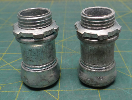 (Pack of 2) 1/2 x 1/2 in. Zinc Coated Steel Compression EMT Conduit Connector
