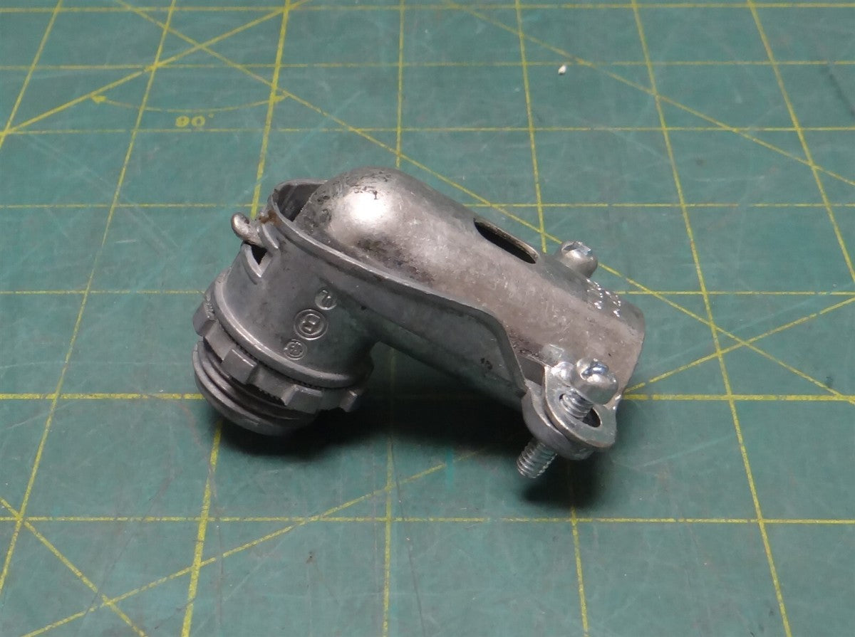 1/2" Zinc and Zinc-Plated Steel 90° Elbow Flex Clamp Style Conduit Connector