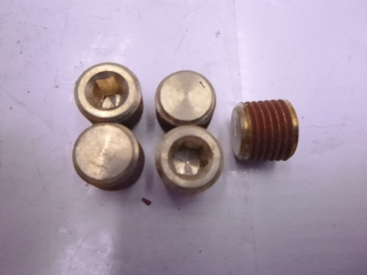5 Pack Brass Pipe Hex Socket Plug 3/8" Fitting  MNPT With Thread Sealant 9694636