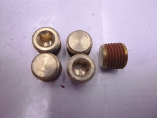 5 Pack Brass Pipe Hex Socket Plug 3/8" Fitting  MNPT With Thread Sealant 9694636