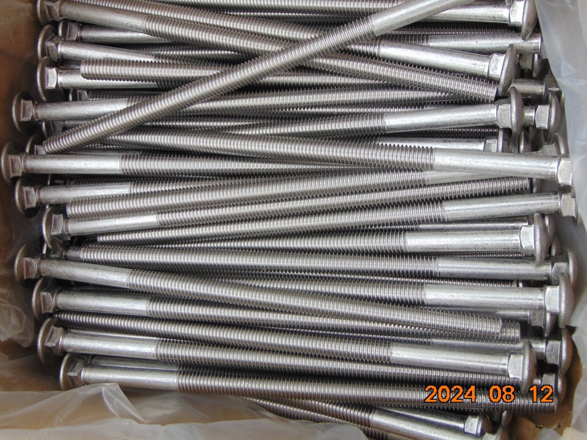 (LOT OF 10) 3/8-16 x 8" Stainless Steel Round Head Carriage Bolt