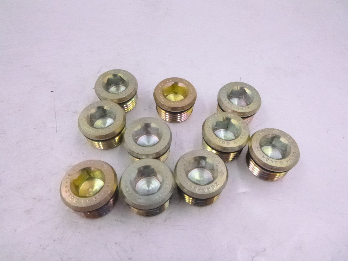 10 Pack Zero-Leak Gold NPT Threaded Port Plugs Size 12 1-1/16" - 12