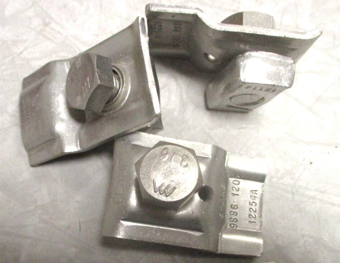 (3) B-LINE 9SS6-1205 Cable Tray Clamp/Guide Fitting 316-Stainless w/ Nut & Bolt