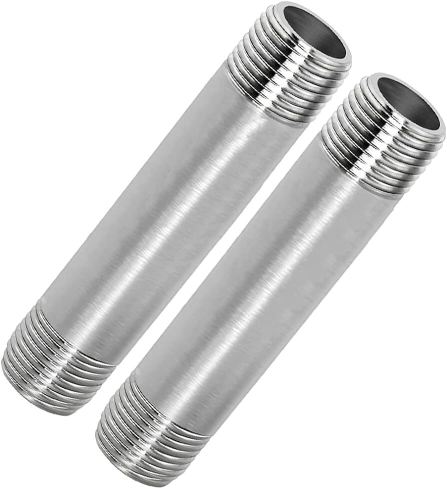 Pipe Nipple 1-1/4" NPT x 4" Long Schedule 40, 316 Stainless Steel (Lot of 2)