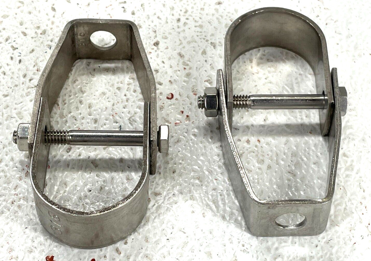 (2) Clevis Hanger 1" (1.315 OD) Pipe Size, 316-Stainless, 3/8" (7/16 OD) Hole