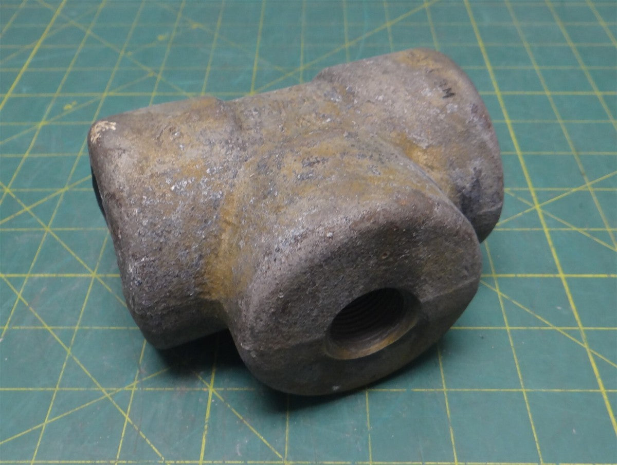 1-1/2" x 3/4" NPT 3M Forged Steel B16 SA/A105 Tee Fitting, YK2, 5" Length