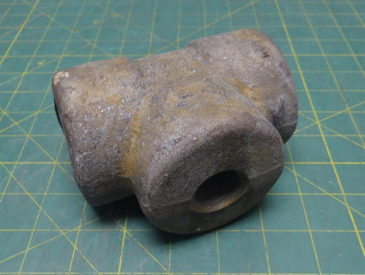 1-1/2" x 3/4" NPT 3M Forged Steel B16 SA/A105 Tee Fitting, YK2, 5" Length