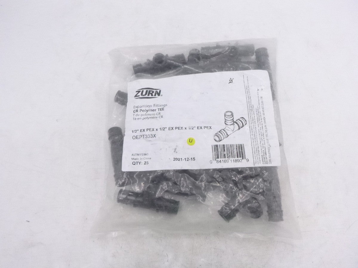 25 Pack Bag Zurn Expansion Cr Polymer Tee  1/2" X 1/2" X 1/2"  QEPT333X