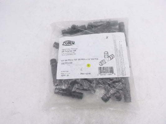 25 Pack Bag Zurn Expansion Cr Polymer Tee  1/2" X 1/2" X 1/2"  QEPT333X