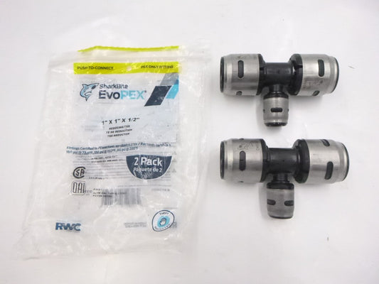 2 Pack SharkBite EvoPex 1"x 1"x 1/2" Reducing Tees K415WP2 Push To Connect