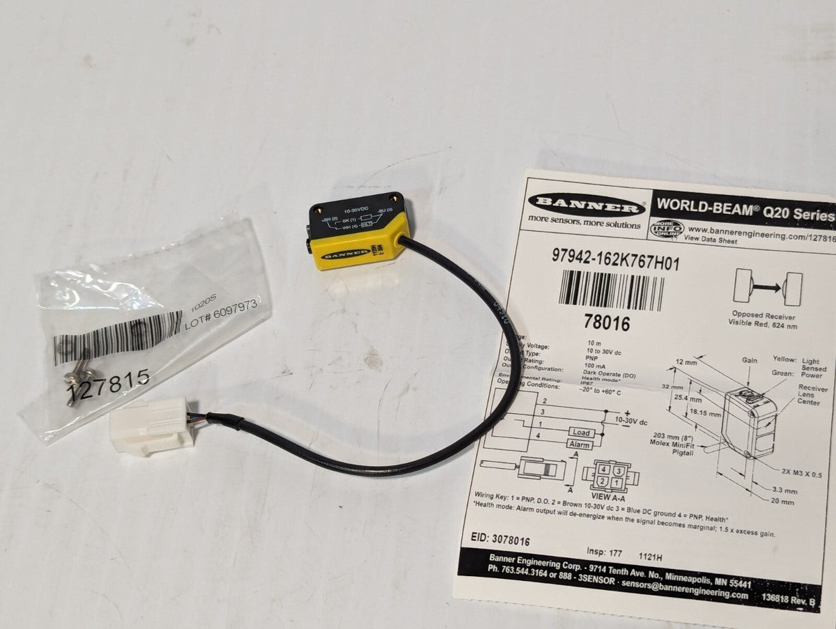 Banner Q20PR-78016 Photoelectric Receiver Sensor
