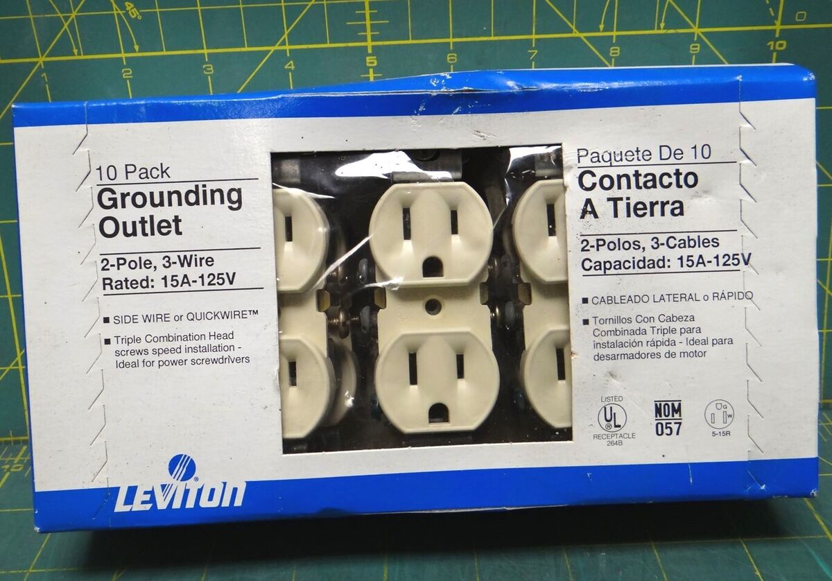 10-Pack Leviton 5320-IMP Grounded Duplex Receptacle Residential 15 A 125 V Ivory