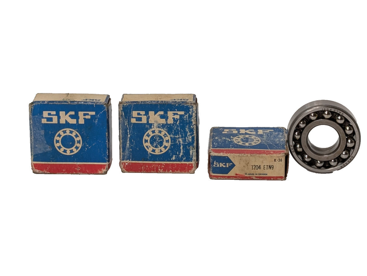 Lot of 3: SKF 1204-ETN9 Self Aligning Ball Bearings, 1204ETN9, Made in Sweden