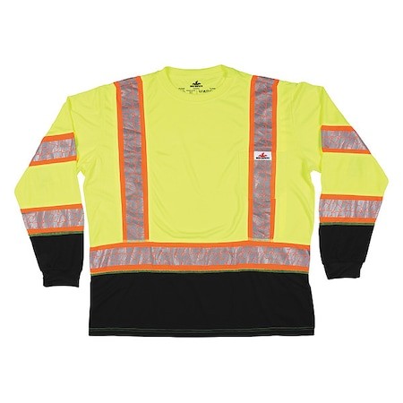 Mcr Safety Ffltc3slx3 Long Sleeve T-Shirt,Lime,3Xl Sz