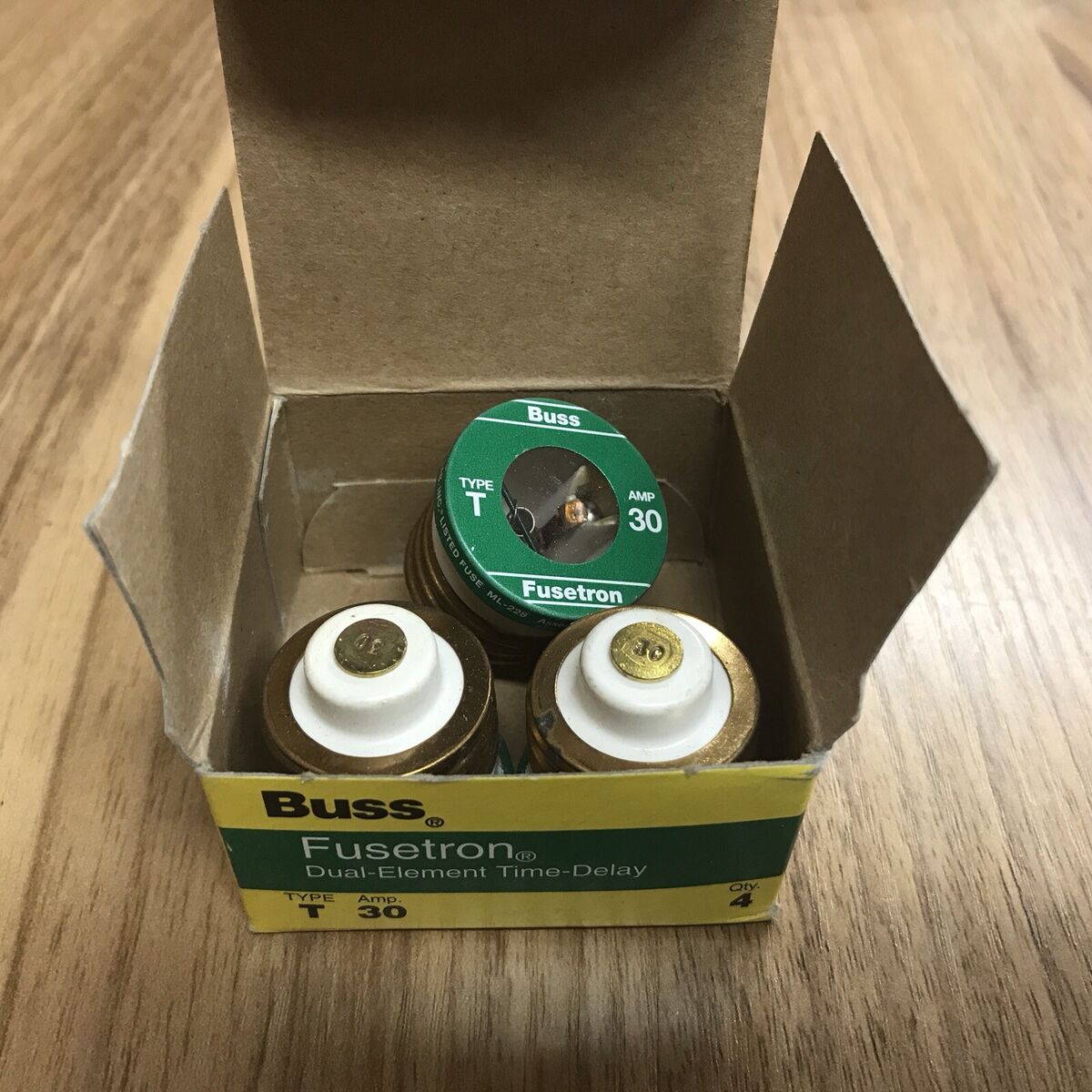 Buss Fusetron T 30 Amp Dual Element Time Delay Fuses Lot Of 3 New In Box T30
