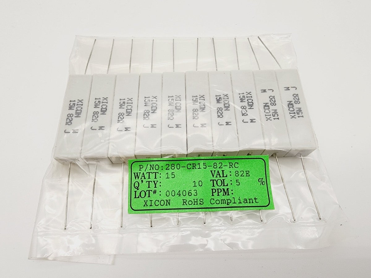 (Lot of 10)  280-CR15-82-RC Wire Wound Resistors Through Hole 15W 82-Ohms