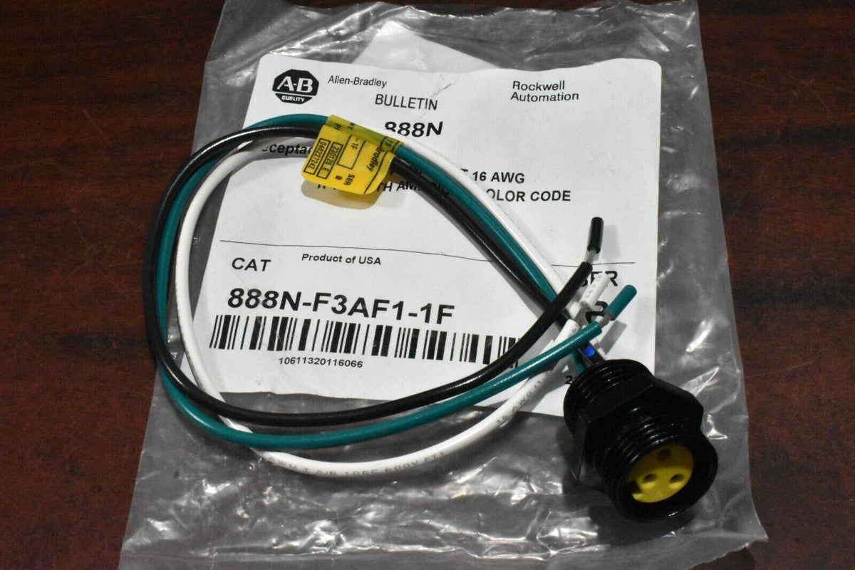 Allen Bradley 888N-F3AF1-1F Ser B Mini Straight Female 3-Pin Receptacle, 16 AWG