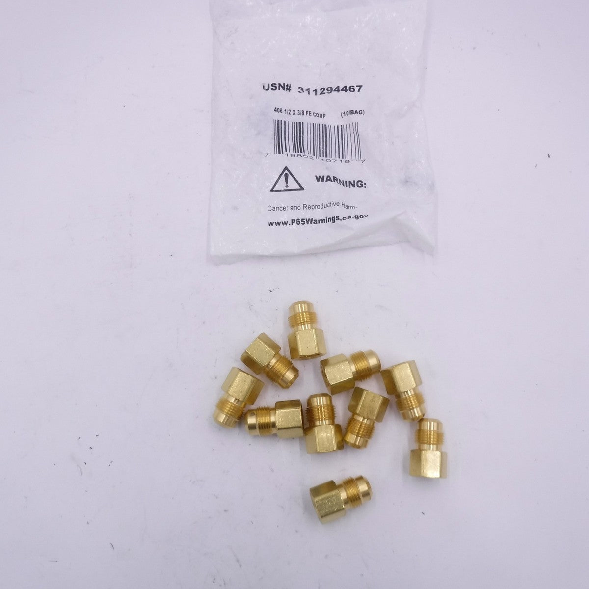 10 Pack Anderson Metals 1/2" Flare x 3/8" FIP Brass Coupling 311294467