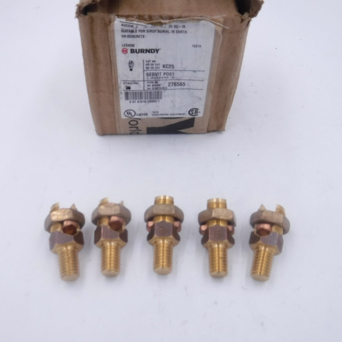 5 Pack Burndy KC25 Mechanical Grounding Connectors 1/2" Stud 2-2/0 SLD 2-1/0 STR