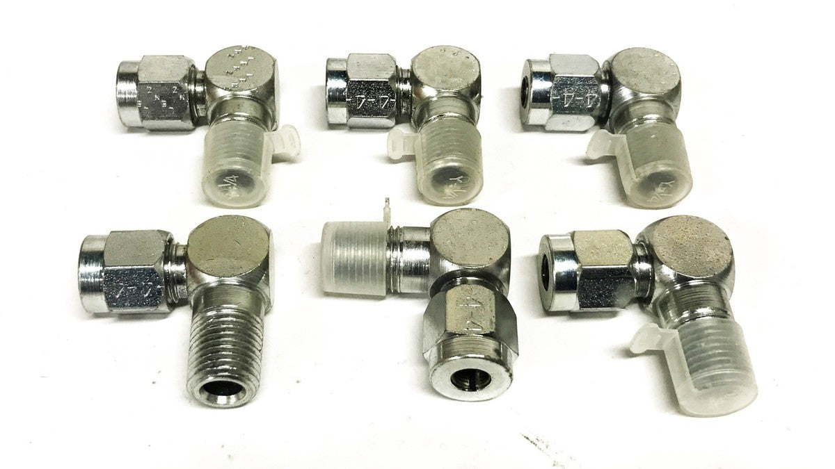 Lenz 1/4 inch Male to 1/4 inch Tube Compression Elbow Fitting [Lot of 6] NOS