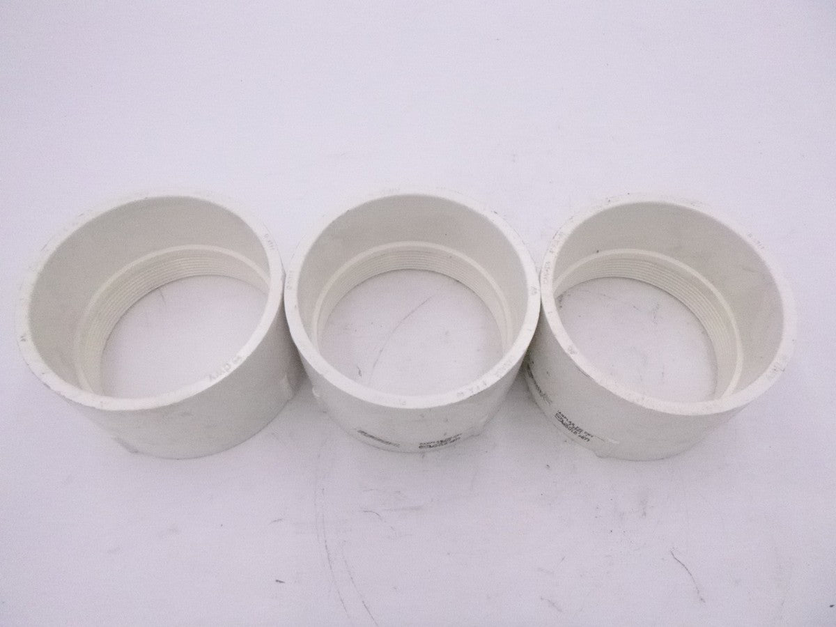 3 Pack Canplas 192894 4" FNPT x HUB PVC Pipe Adapters