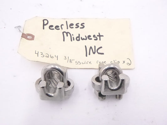 2 Pack Peerless Midwest 43264 3/8" 304 Stainless Steel Wire Rope Clips