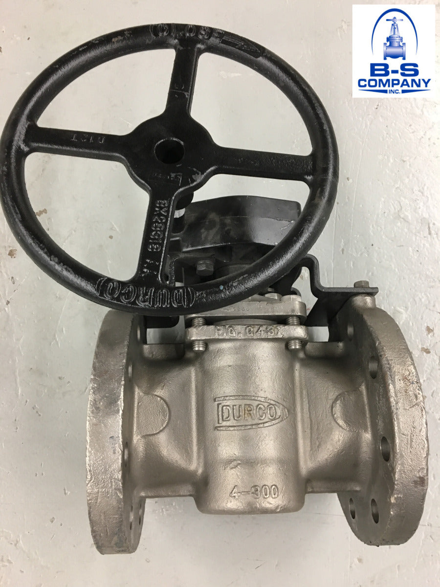 Plug Valve DURCO G431 4" 300 RF Flanged CN7M Alloy 20 Stainless Gear Operated