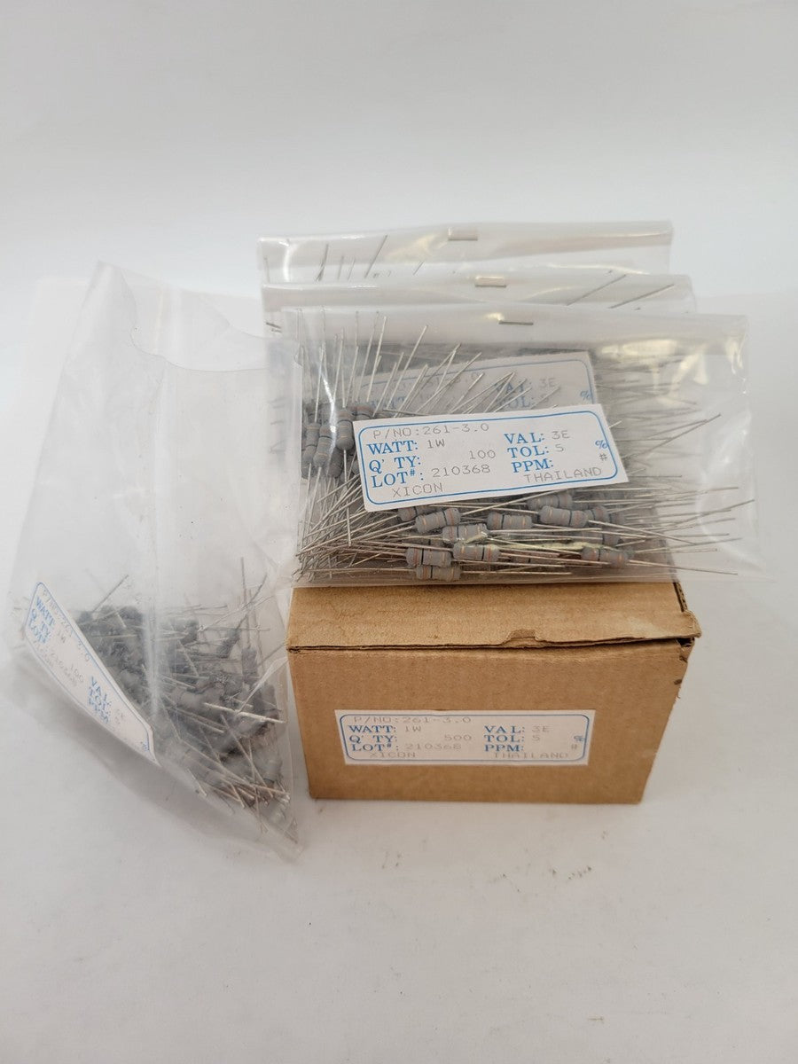450Pc Icon 261-3.0 Metal Oxide Resistors Axial Lead 3K Ohms 5% Tolerance 1 Watt
