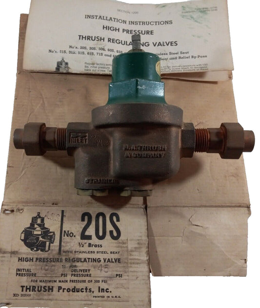 1/2" Brass Automatic High Pressure Regulating Valve Thrush Products No. 20S