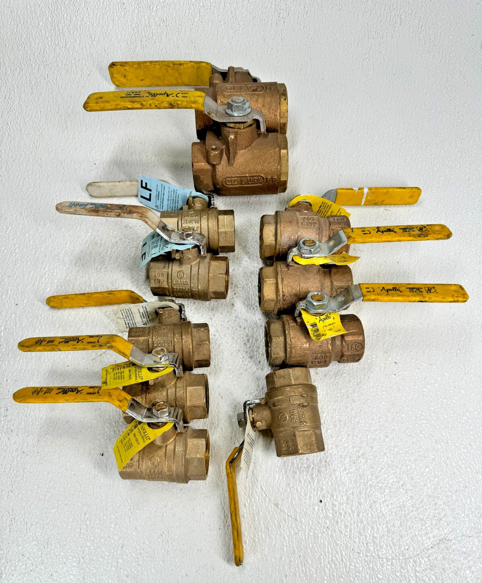 (LOT of 11) Various 1" APOLLO Bronze & Brass Ball Valve, NPT, 600-WOG
